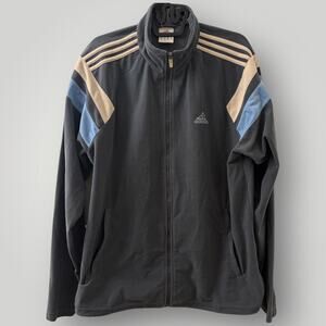 Velour Adidas Track Jacket Men's Large Gray Blue Full Zip Retro Y2K